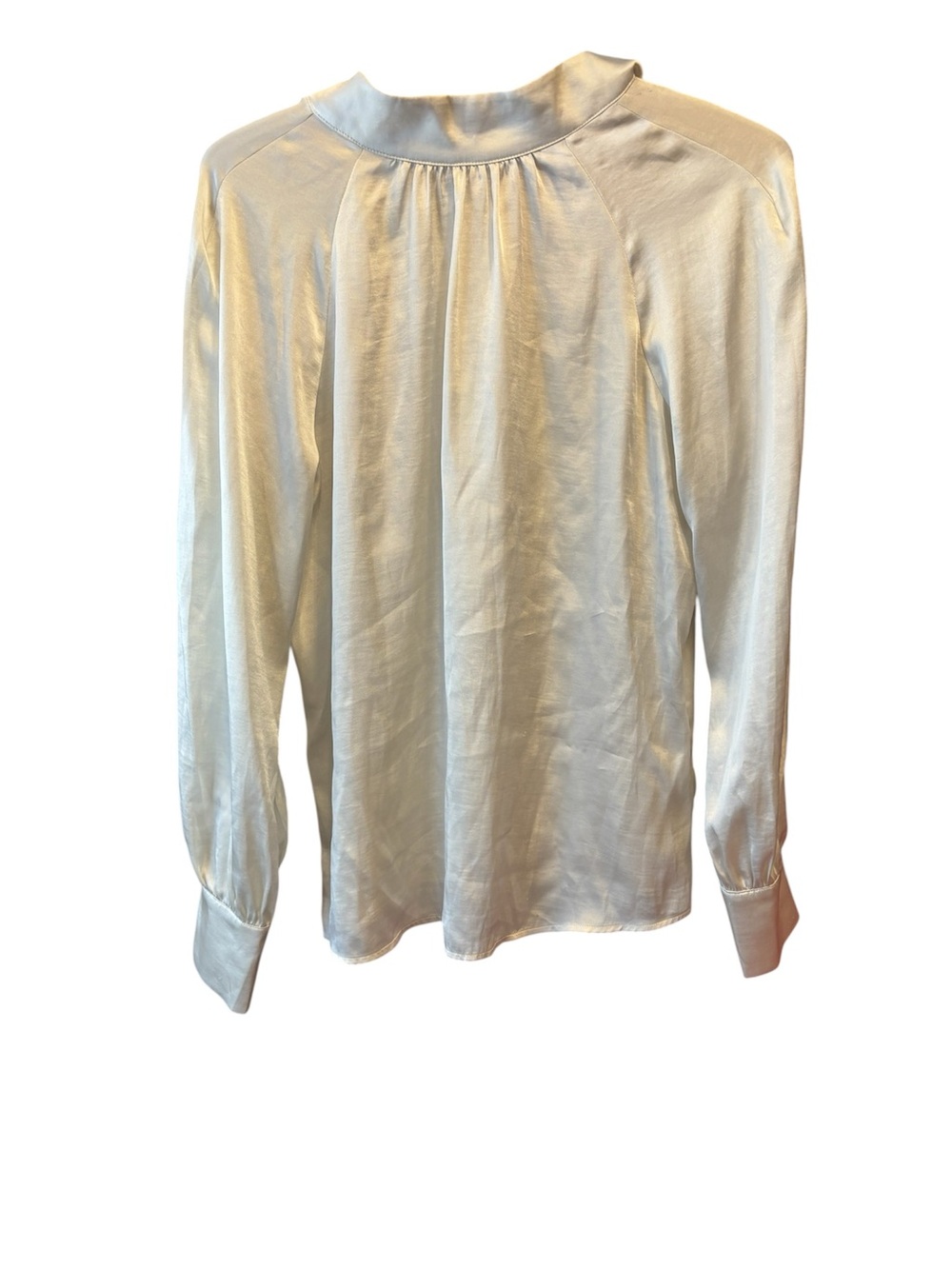 Boden Cream Satin High-Neck Long Sleeve Blouse